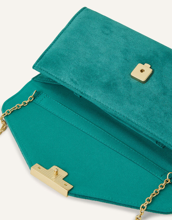 Suedette Envelope Clutch Bag, Green (GREEN), large