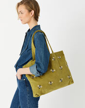 Bee Embroidered Shopper Bag, , large