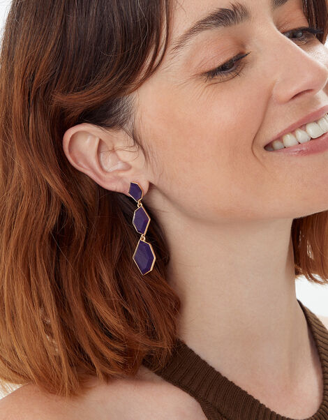 Amber Statement Irregular Shape Stone Earrings, , large