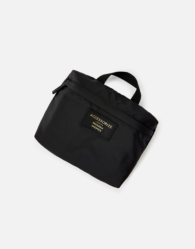 Packable Shopper Bag, Black (BLACK), large