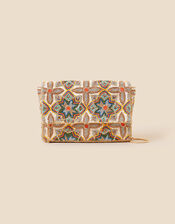 Tile Print Hand-Embellished Clutch Bag, , large