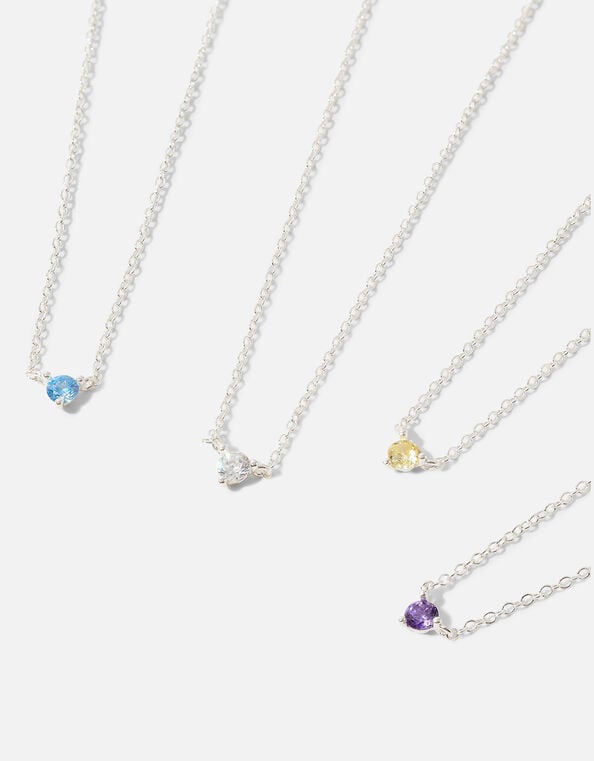 Sterling Silver Birthstone Necklace , Multi (BRIGHTS-MULTI), large