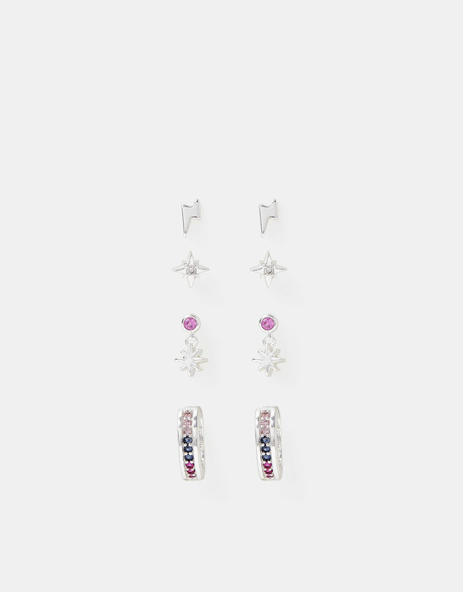 4-Pack Sterling Silver-Plated Celestial Earrings, , large