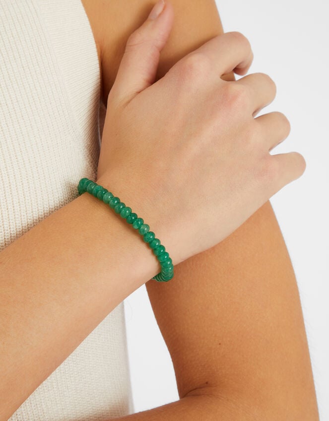 14ct Gold-Plated Aventurine Quartz Bead Bracelet, , large