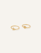 14ct Gold-Plated Shell Ring Set of Two , Gold (GOLD), large