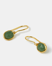14ct Gold-Plated Aventurine Drop Earrings, , large