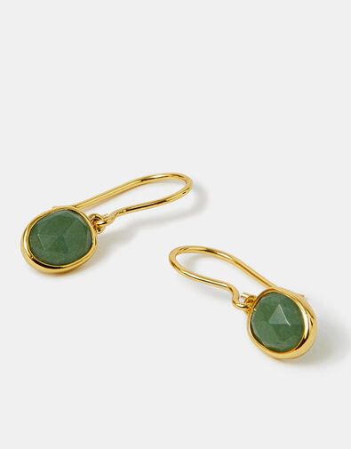 14ct Gold-Plated Aventurine Drop Earrings, , large