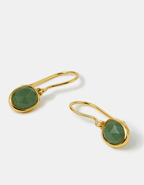 14ct Gold-Plated Aventurine Drop Earrings, , large