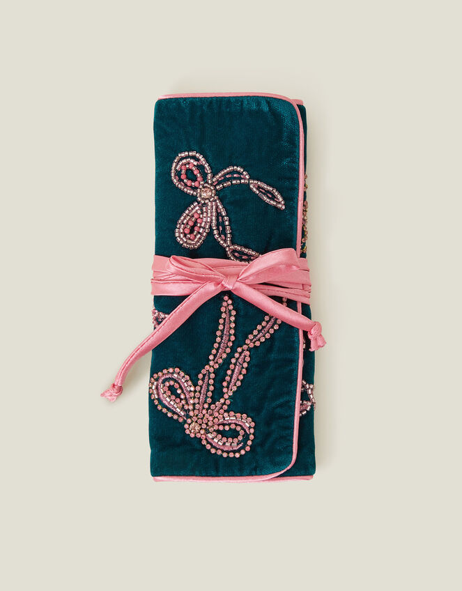 Embellished Bow Jewellery Roll, , large