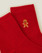 Embroidered Metallic Gingerbread Socks, , large