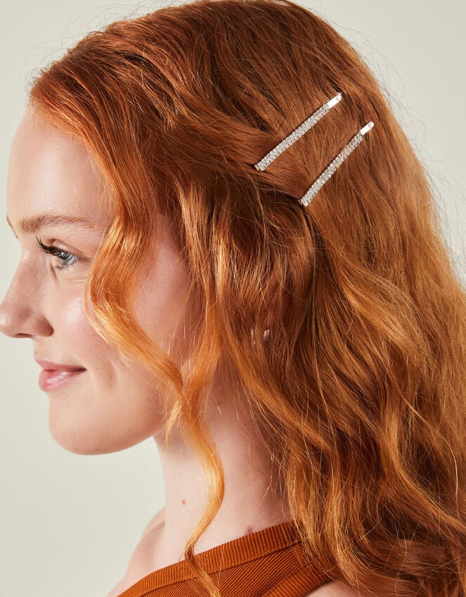 Sparkle Diamante Hair Slides Set of Two, , large