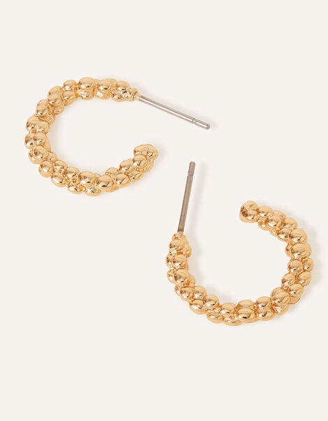 14ct Gold-Plated Bobble Chubby Hoops, , large