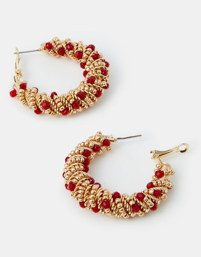 Statement Beaded Hoop Earrings, , large
