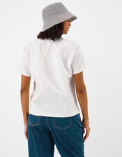 Sun Embroidered T-Shirt, White (WHITE), large