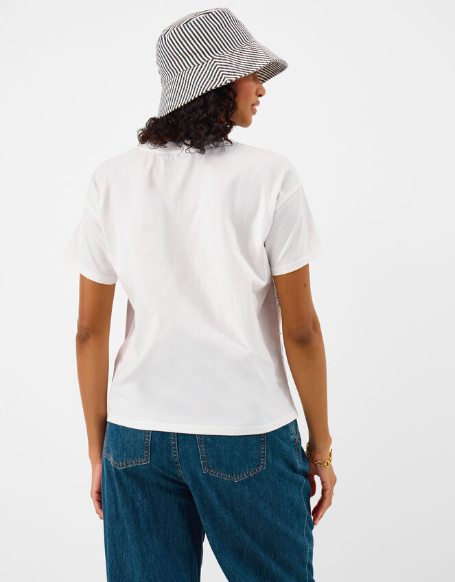 Sun Embroidered T-Shirt, White (WHITE), large