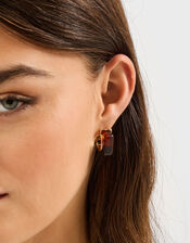 Chunky Square Resin Hoop Earrings, , large