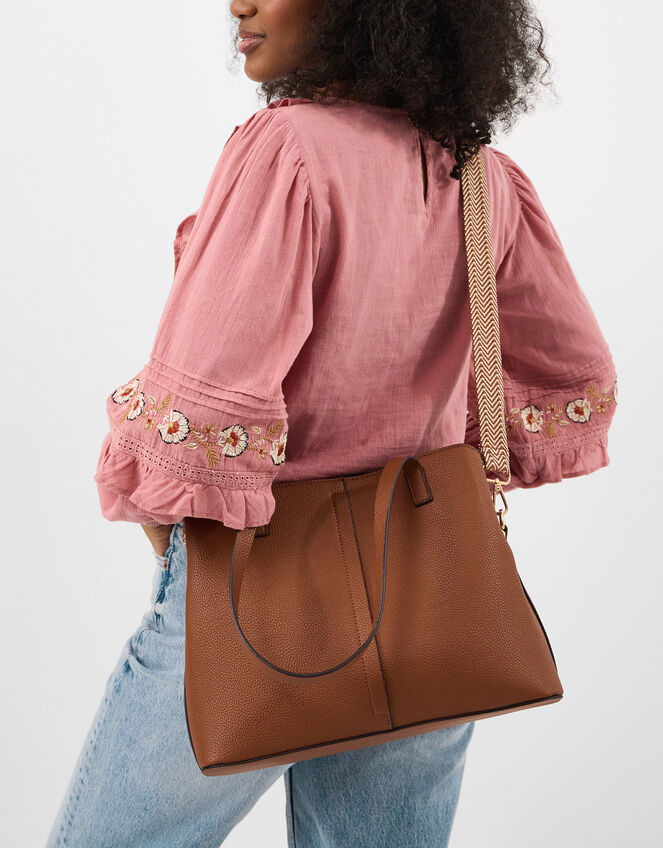Webbing Strap Shoulder Bag , Tan (TAN), large