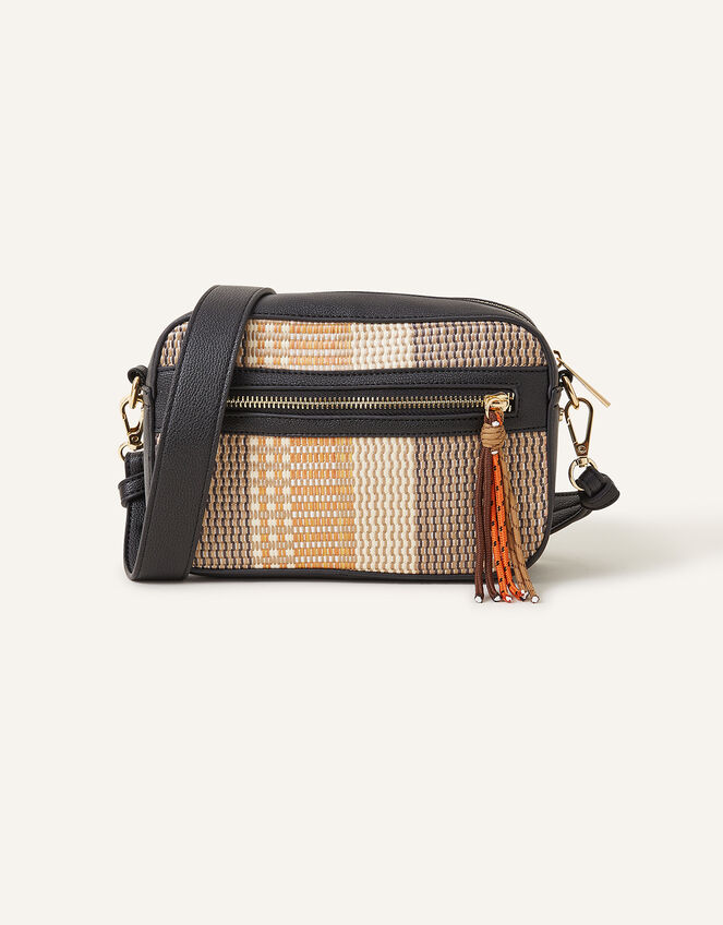 Raffia Stripe Cross-Body Bag, , large