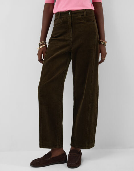 Corduroy Barrel Leg Trousers, Brown (CHOCOLATE), large