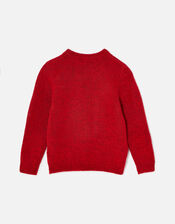 Girls Reindeer Christmas Jumper, Red (RED), large
