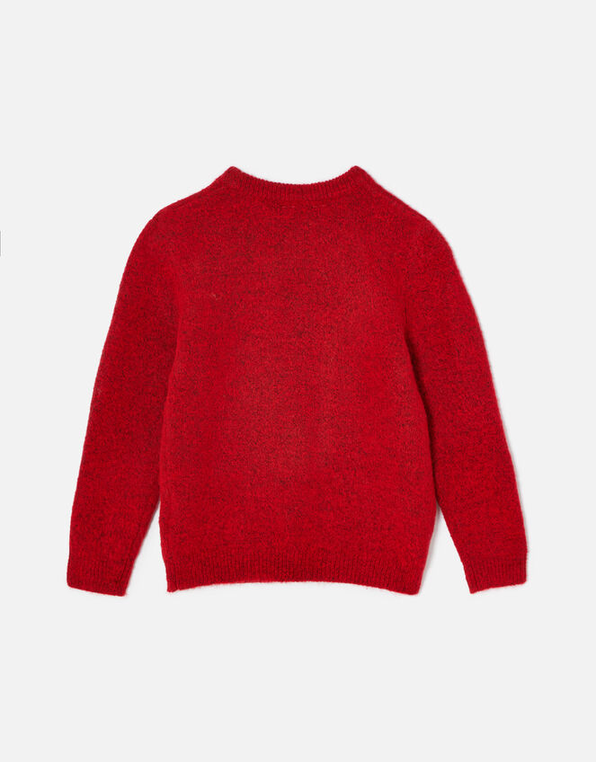 Girls Reindeer Christmas Jumper, Red (RED), large