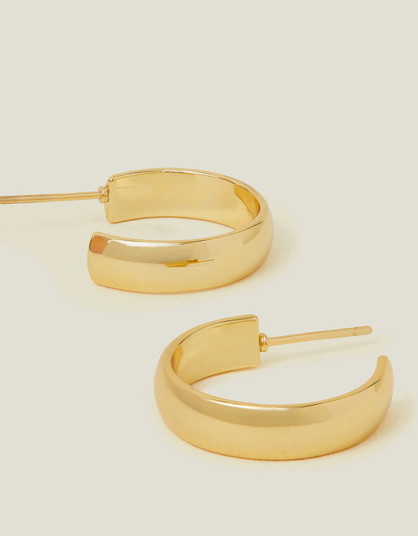 14ct Gold-Plated Chunky Hoop Earrings, , large