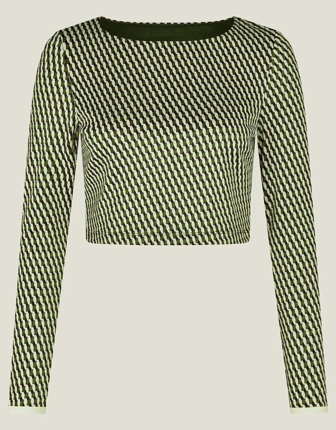 Jacquard Long Sleeve Swim Top, Multi (DARKS MULTI), large