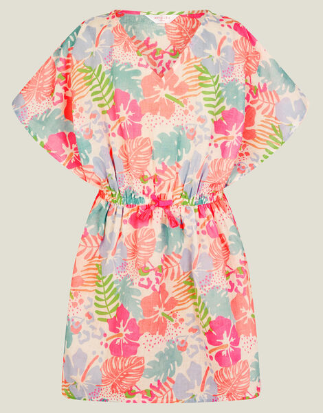 Girls Tropical Print Kaftan, Multi (BRIGHTS MULTI), large