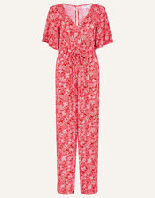Shell Print Wide Leg Jumpsuit , Orange (CORAL), large