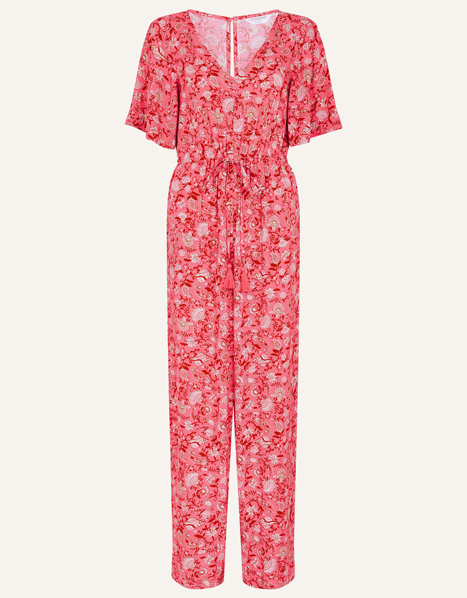 Shell Print Wide Leg Jumpsuit , Orange (CORAL), large