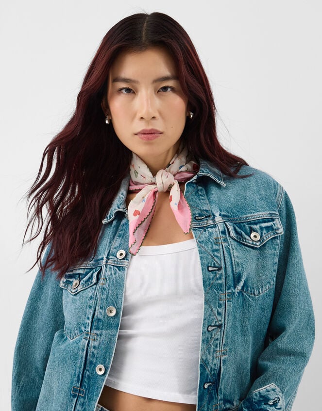 Cowboy Print Square Cotton Scarf, , large