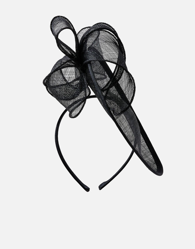 Hannah Bow Oval Disc Fascinator, Black (BLACK), large