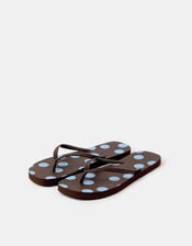 Polka Dot Flip Flops, Brown (CHOCOLATE), large