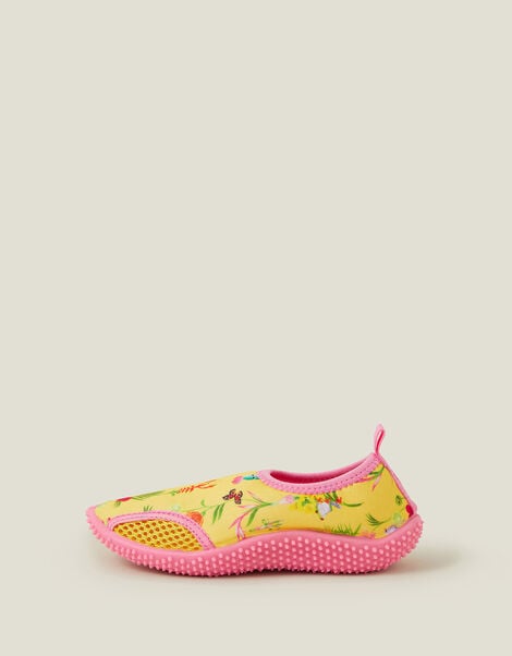 Girls Floral Swim Shoes, Yellow (YELLOW), large