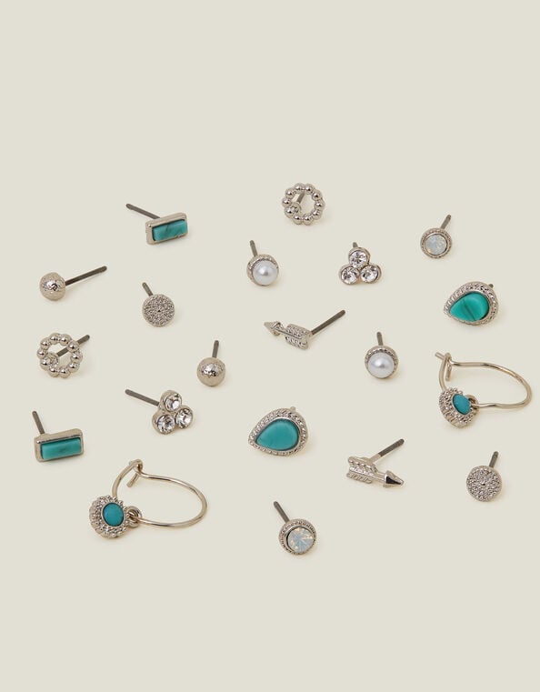 10-Pack Crystal Stud and Hoop Earrings, , large