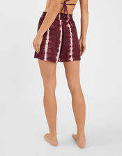 Tie Dye Beach Shorts, Red (BURGUNDY), large