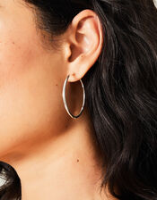 Sterling Silver-Plated Hoop Earrings, , large