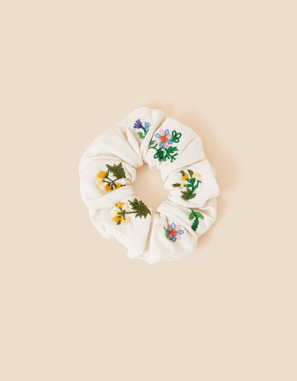 Embroidered Floral Scrunchie , , large