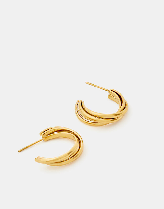 Stainless Steel Twist Hoop Earrings, , large