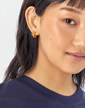 14ct Gold-Plated Molten Chunky Small Hoop Earrings, , large