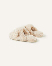 Girls Faux Fur Teddy Mule Slippers, Mink (MINK), large