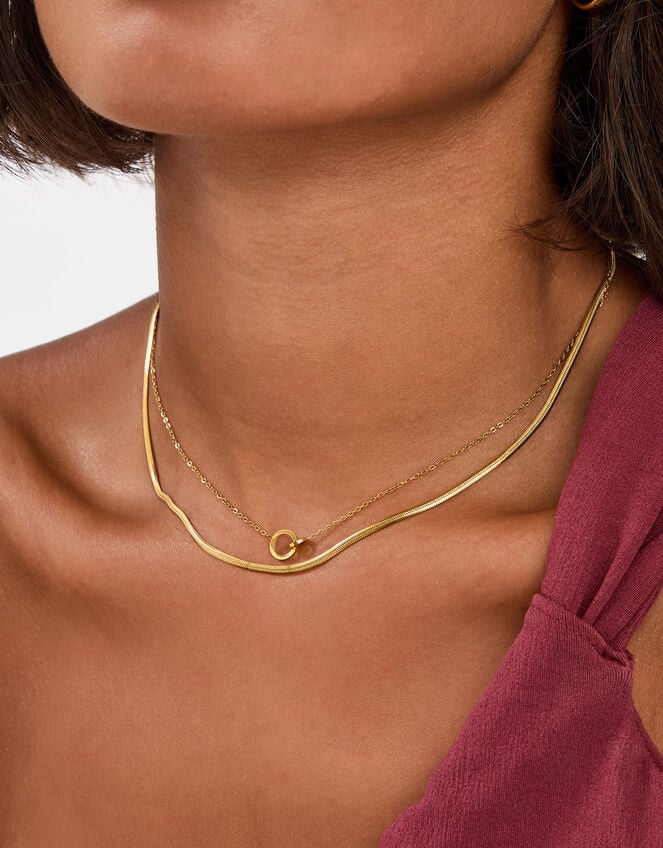 Stainless Steel Ring Layered Necklace, , large