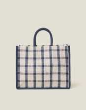 Woven Check Print Shopper Bag, , large