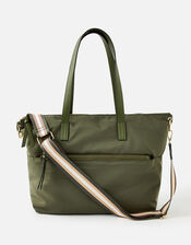 Nadine Nylon Tote Bag, Green (KHAKI), large