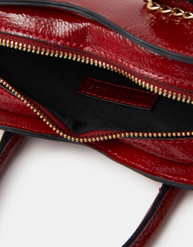 Patent Heart Crossbody Handbag , Red (RED), large