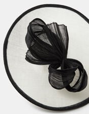 Bow Disc Fascinator, Black (BLACK WHITE), large