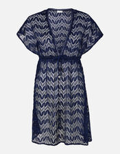 Lace Kaftan Dress, Blue (NAVY), large