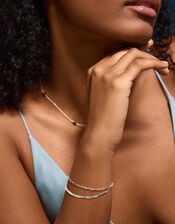 Sterling Silver-Plated Omega Layered Bracelet, , large