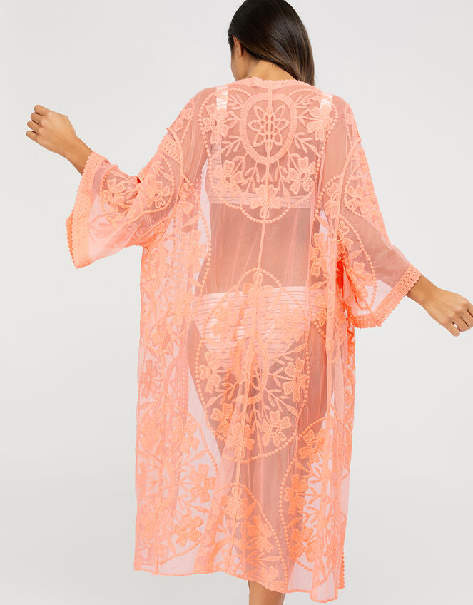 Jaki Long Lace Kimono, Orange (CORAL), large
