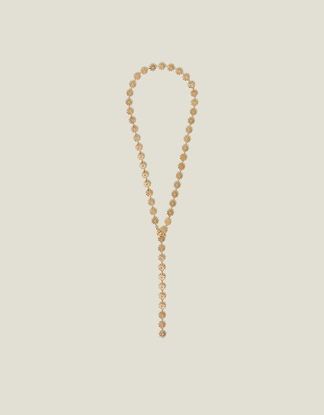 Flower Chain Lariat Necklace Gold, , large
